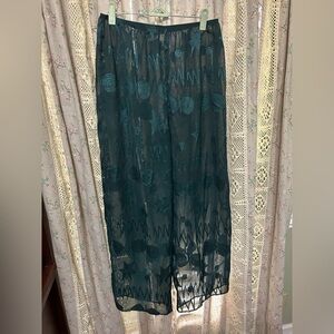 Victorias Secret Gold Label VTG Y2K Sheer Green Star Embroidered Lounge Pant Med